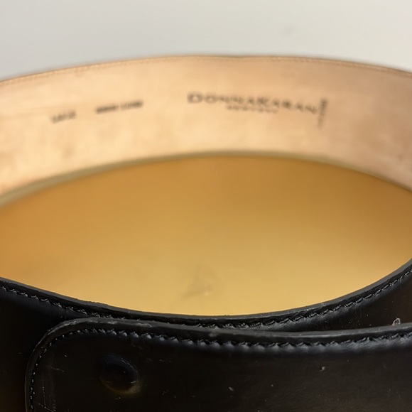 Vtg Donna Karan NY Italy Wide Leather Belt Size Large Black - Picture 2 of 8
